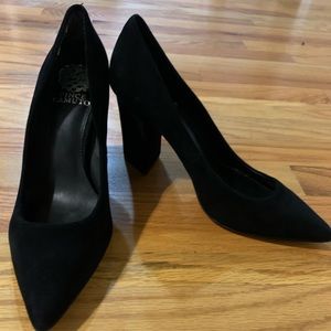 Suede black heels